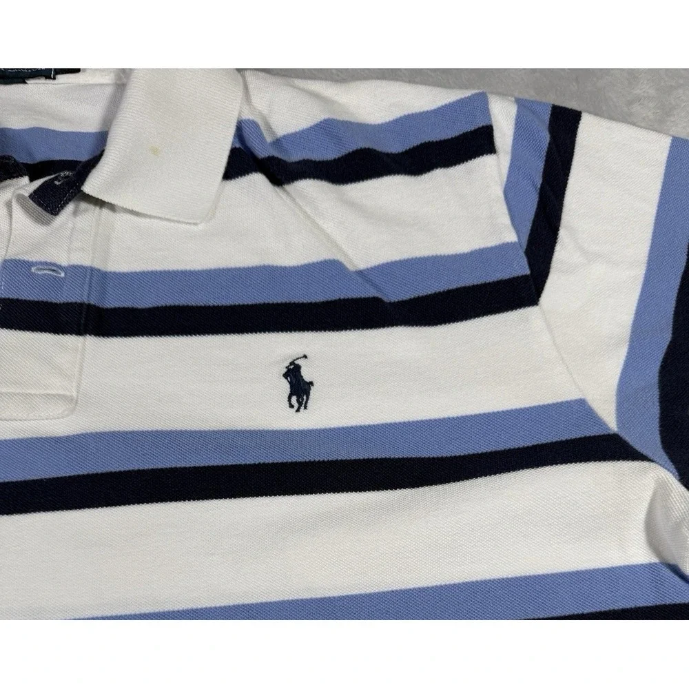CLASSIC‎ POLO RALPH LAUREN STRIPED POLO SHIRT WHITE BLUE MENS XL